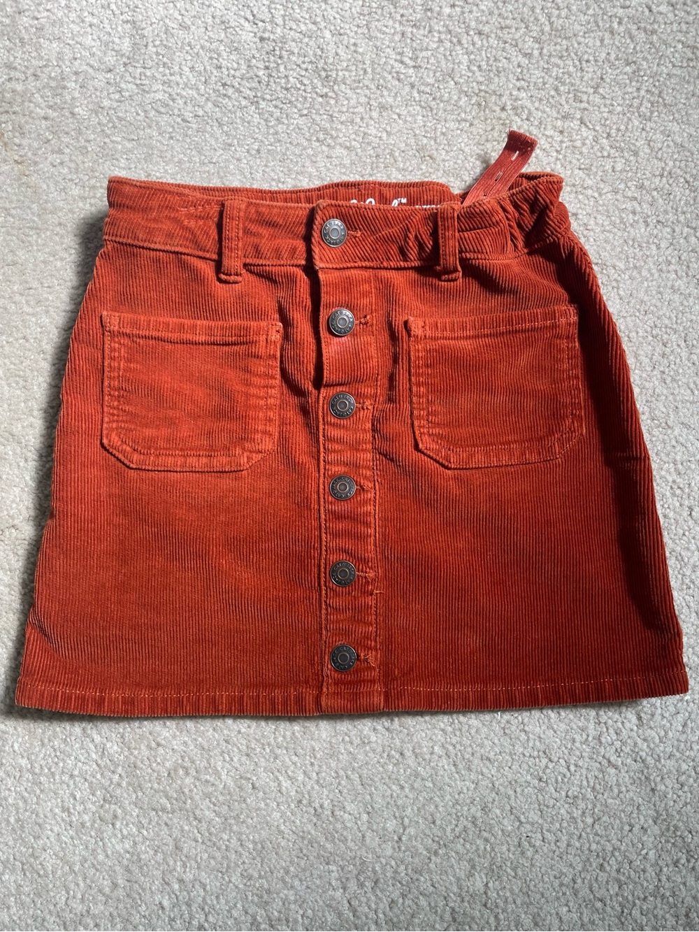 Cat & Jack Rust Orange Corduroy Button-Front Mini Skirt